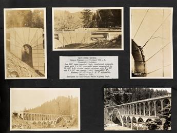 (BRIDGES) Album with over 300 photographs of bridges in the United States, both over roads and bodies of water, some under construction